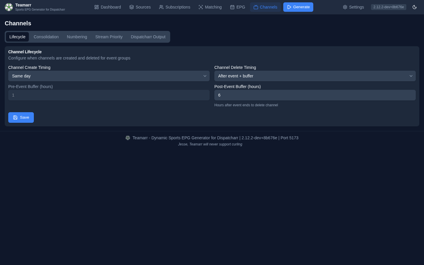 Channels → Lifecycle — create/delete timing and buffers